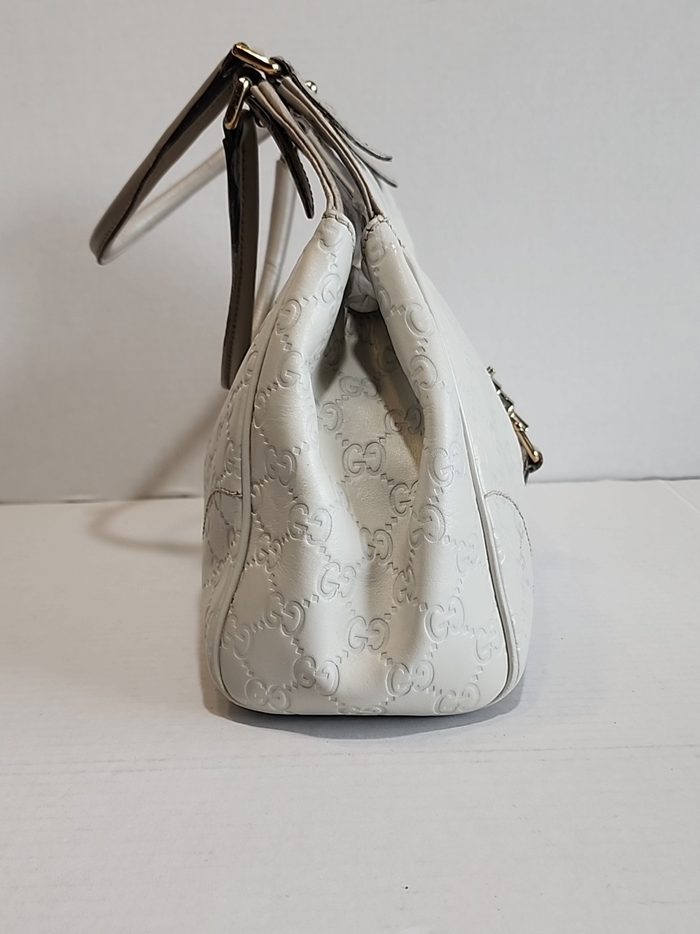 GUCCI Guccissima Vintage White Leather Jackie Bardot Shoulder Bag - Picture 2 of 15